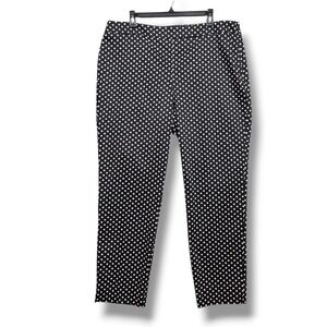 Talbots Chatam Trouser Womens 16 Polka Dot Black High Rise Career Full Length